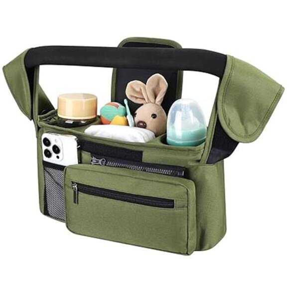 Stroller Organizer Bag with Cup Holders Detachable Phone Bag and Shoulder Strap - Picture 7 of 7